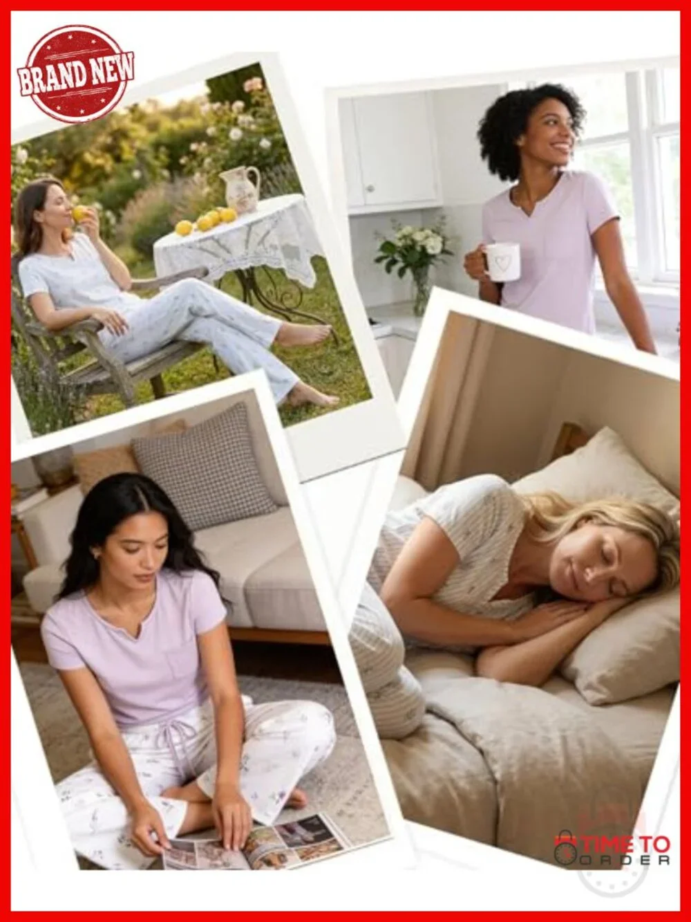 Women's Bamboo Viscose Pajama Set - Short Sleeve & Long Pants - Cooling Sleep